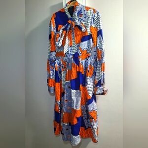 OFUURE Dress Long Sleeve African Print-Inspired Dress Womans Sz Small